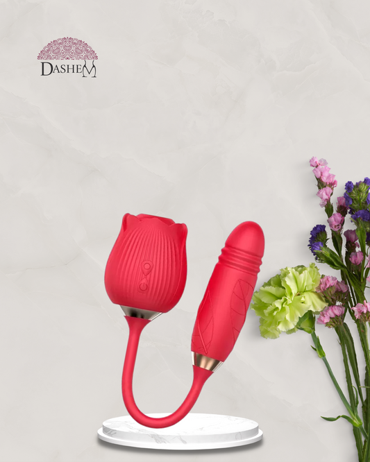 THE ROSE, VIBRATOR WITH CLITORAL AND NIPPLE SUCTION + VAGINAL STIMULATION XA122
