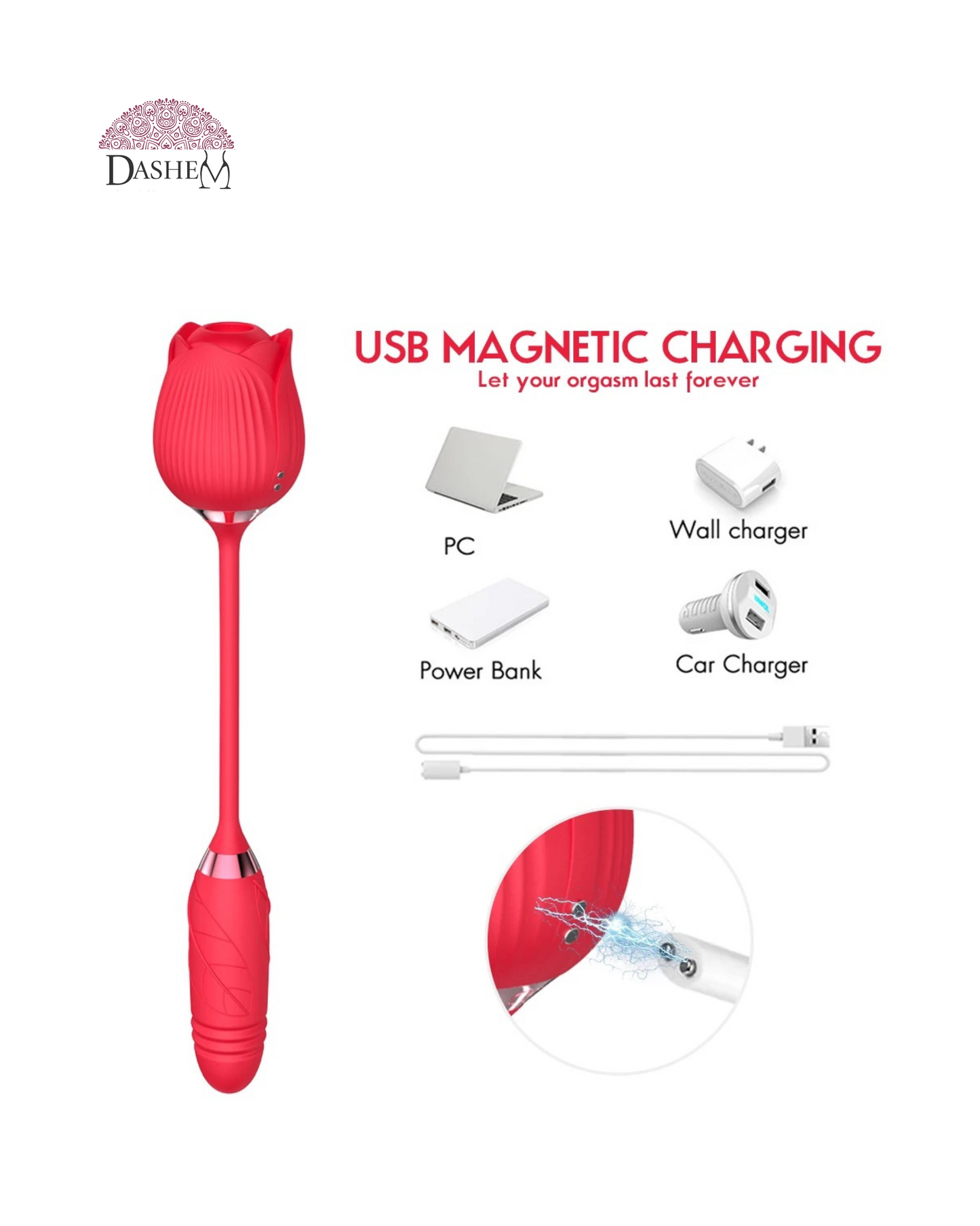 THE ROSE, VIBRATOR WITH CLITORAL AND NIPPLE SUCTION + VAGINAL STIMULATION XA122